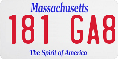 MA license plate 181GA8