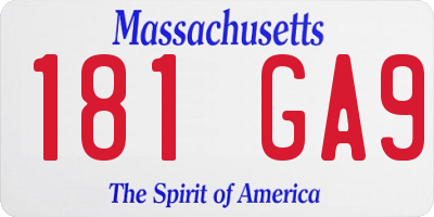 MA license plate 181GA9