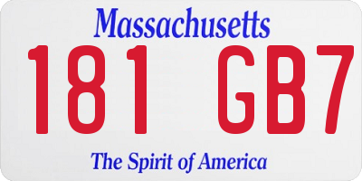 MA license plate 181GB7