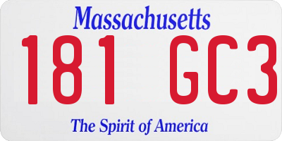 MA license plate 181GC3