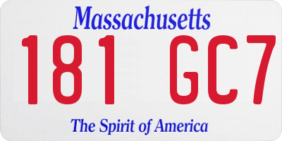 MA license plate 181GC7