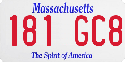 MA license plate 181GC8