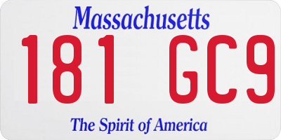 MA license plate 181GC9