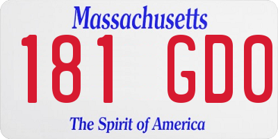 MA license plate 181GD0