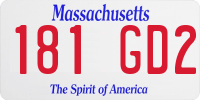 MA license plate 181GD2