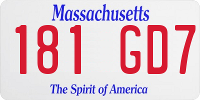 MA license plate 181GD7