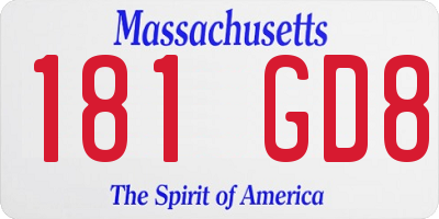MA license plate 181GD8