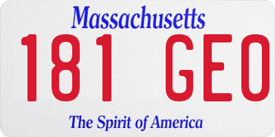 MA license plate 181GE0