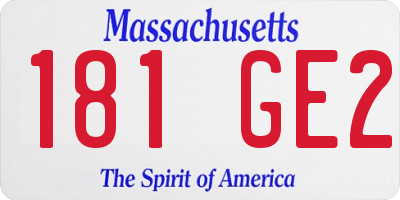 MA license plate 181GE2