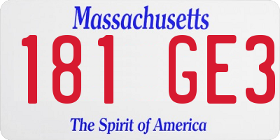 MA license plate 181GE3