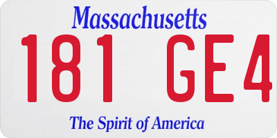 MA license plate 181GE4