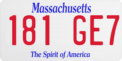 MA license plate 181GE7