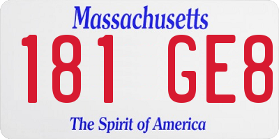 MA license plate 181GE8