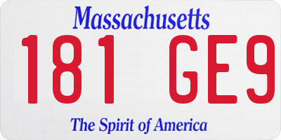 MA license plate 181GE9