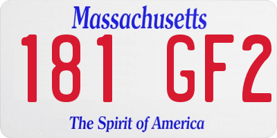 MA license plate 181GF2