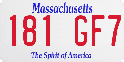 MA license plate 181GF7