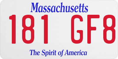 MA license plate 181GF8