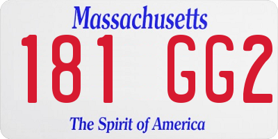 MA license plate 181GG2