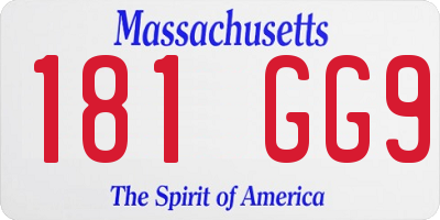 MA license plate 181GG9