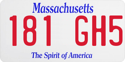 MA license plate 181GH5