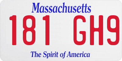 MA license plate 181GH9