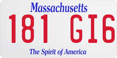 MA license plate 181GI6