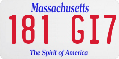 MA license plate 181GI7