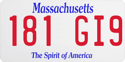 MA license plate 181GI9