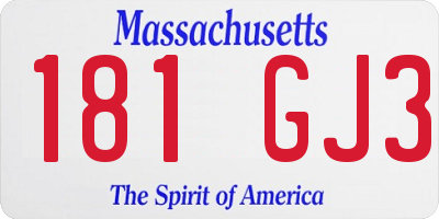 MA license plate 181GJ3