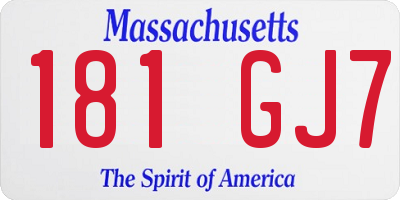 MA license plate 181GJ7