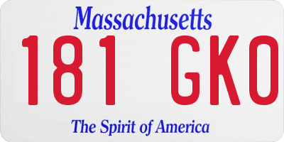 MA license plate 181GK0
