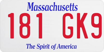 MA license plate 181GK9