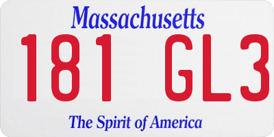 MA license plate 181GL3