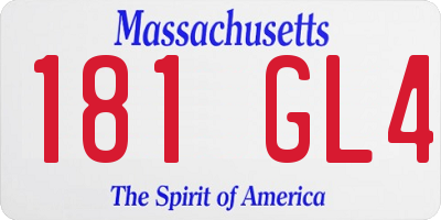 MA license plate 181GL4