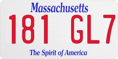 MA license plate 181GL7