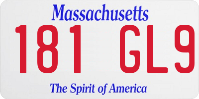 MA license plate 181GL9