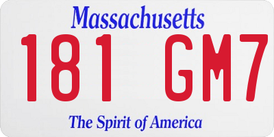 MA license plate 181GM7