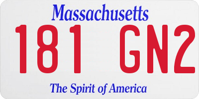 MA license plate 181GN2