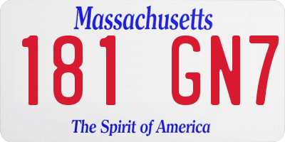 MA license plate 181GN7