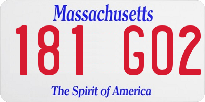 MA license plate 181GO2
