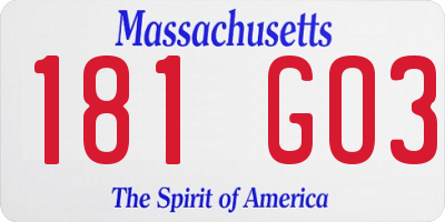MA license plate 181GO3