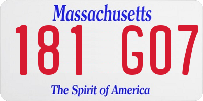 MA license plate 181GO7