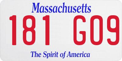 MA license plate 181GO9