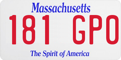 MA license plate 181GP0