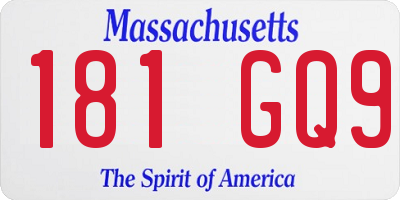 MA license plate 181GQ9