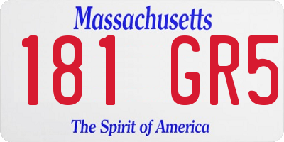 MA license plate 181GR5