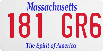 MA license plate 181GR6