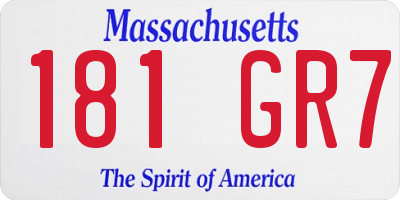MA license plate 181GR7