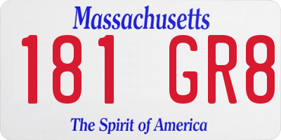 MA license plate 181GR8