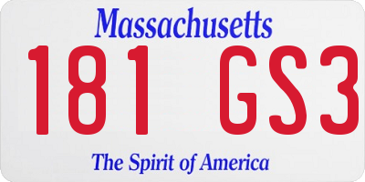 MA license plate 181GS3
